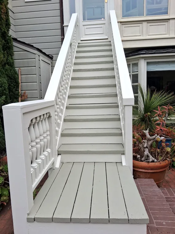 Finished painted exterior stair and landing